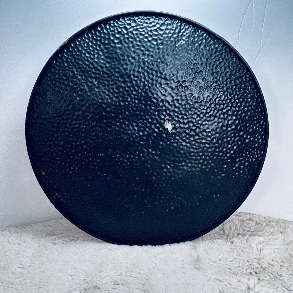 Round Metal Wall Art Plate Birds Calla‎ Lily Leaves Textured Green Gold Rustic